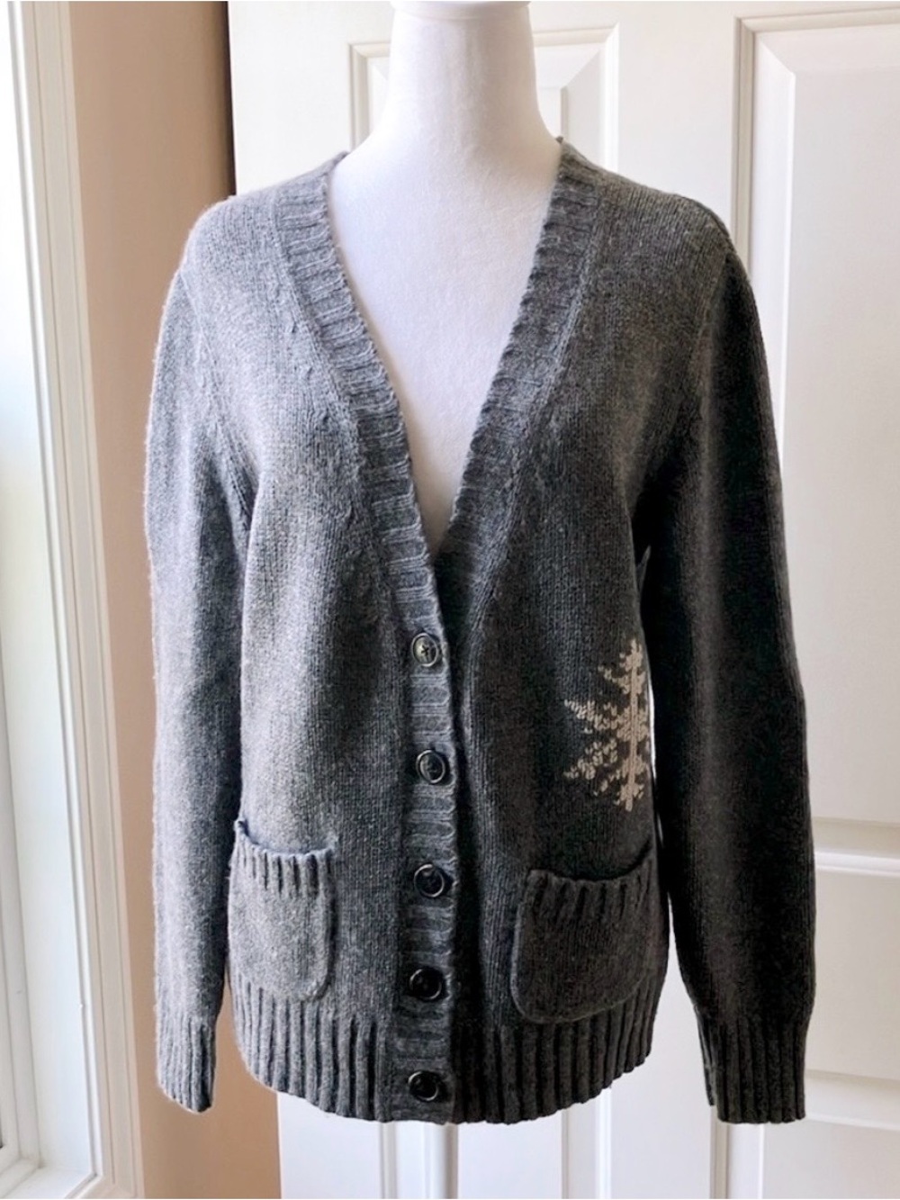 GC fontana Merino Wool Cashmere Knit Cardigan Sweater Gray Size EU 38/EU 6-8